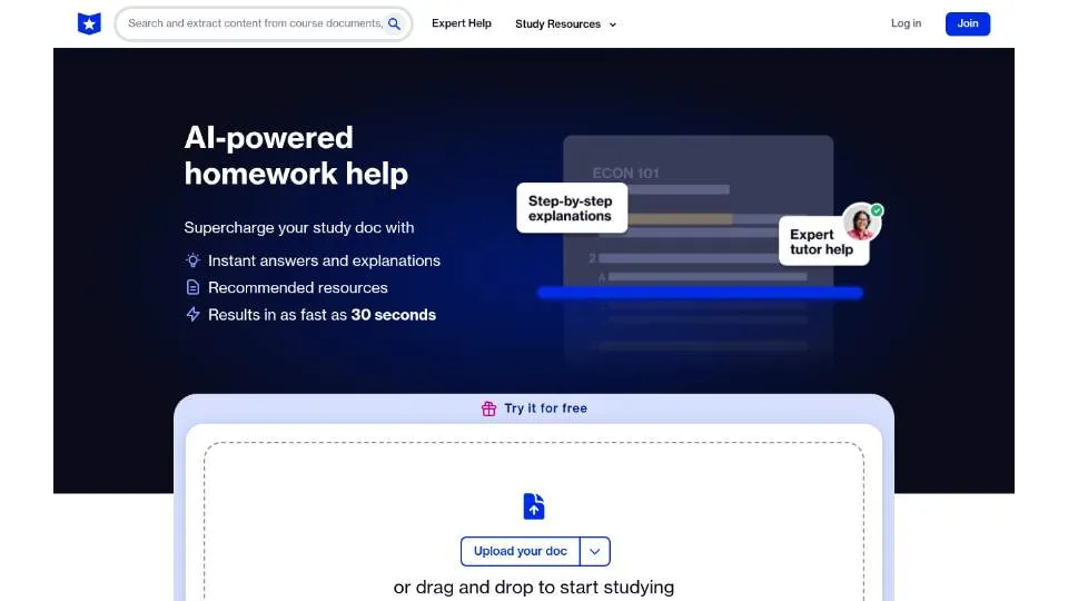 Страница AI Homework Help CourseHero