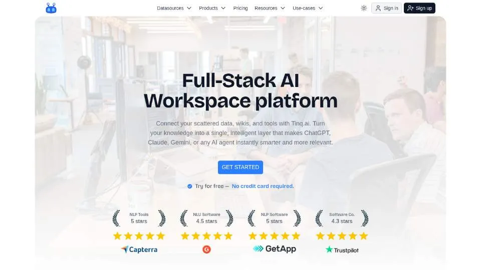 Главная страница Tinq.ai: работа с корпоративными знаниями