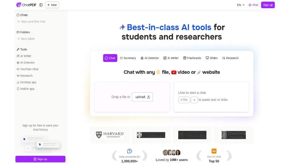 Главная страница ChatPDF